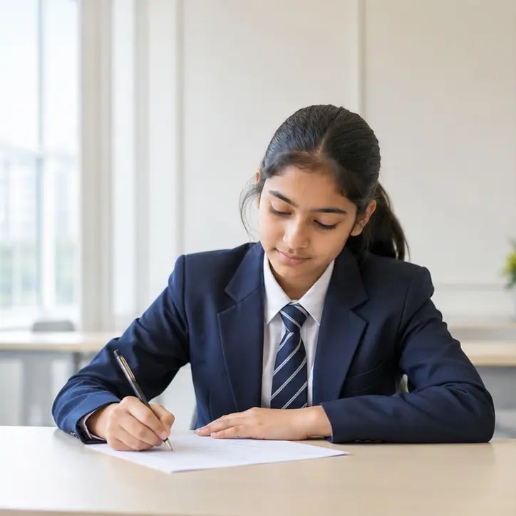 Student preparing for an entrance test
